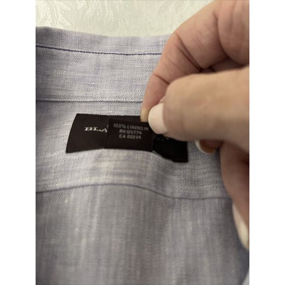 Black Brown‎ 1826 Shirt Mens Large 100% Linen Periwinkle ButtonUp Lightweight - Picture 9 of 10